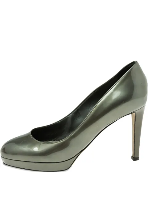 Sergio Rossi Vintage 90mm patent leather platform pumps Green 590631