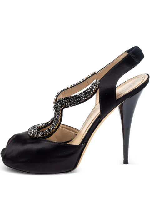 Fendi Pre-Owned 120mm crystal-embellished sandals Black 367553