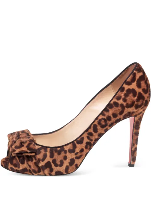Christian Louboutin Pre-Owned 105mm leopard-print peep-toe pumps Brown 551632