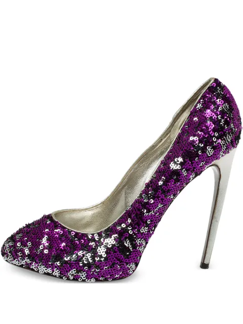Dolce & Gabbana Pre-Owned 130mm sequin-embellished pumps Purple 397651