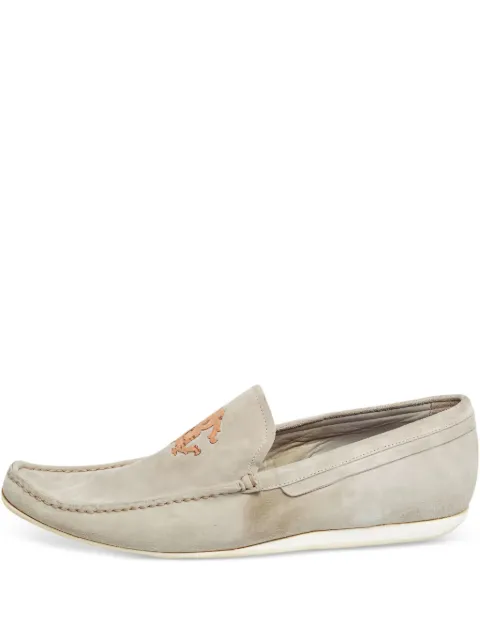 Roberto Cavalli Vintage logo-embroidered suede loafers Neutrals 488351
