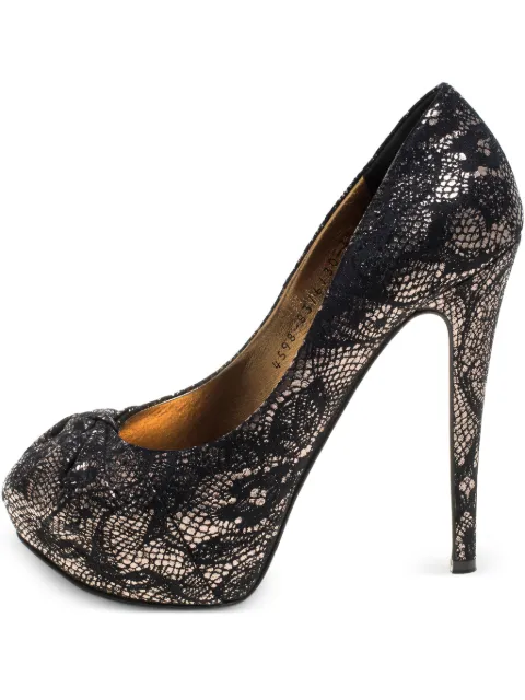 Gina Pre-owned 130mm peep-toe pumps Black 329601
