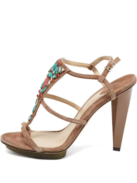 Brian Atwood embellishment suede sandals Brown 206283