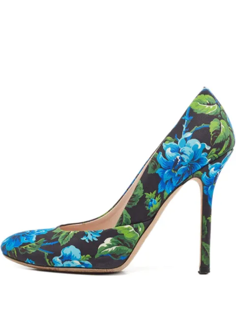 Miu Miu Pre-Owned 85mm floral-print pumps Black 1100895