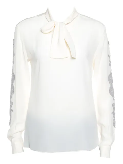 Dolce & Gabbana Pre-Owned bow-detail lace blouse Neutrals 156148