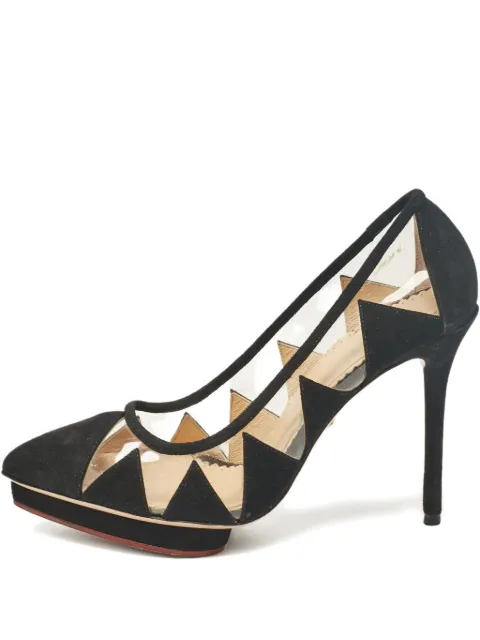 Charlotte Olympia suede platform heel pumps Black 1050781