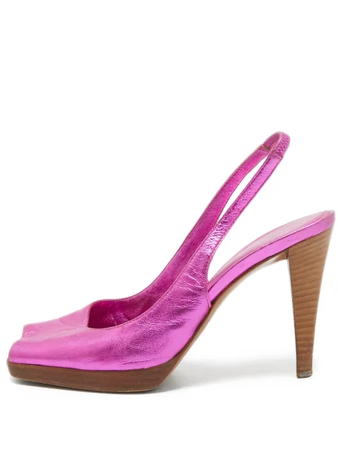 Sergio Rossi Vintage 100mm patent-leather slingback pumps Pink 1062843