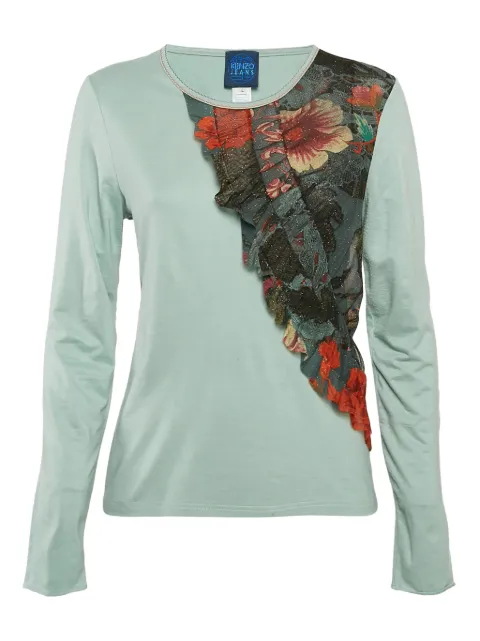 Kenzo Pre-Owned mesh floral-detail top Blue 1054769