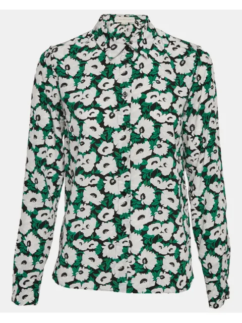 Stella McCartney Pre-Owned 2024 floral-print silk shirt Green 1078766