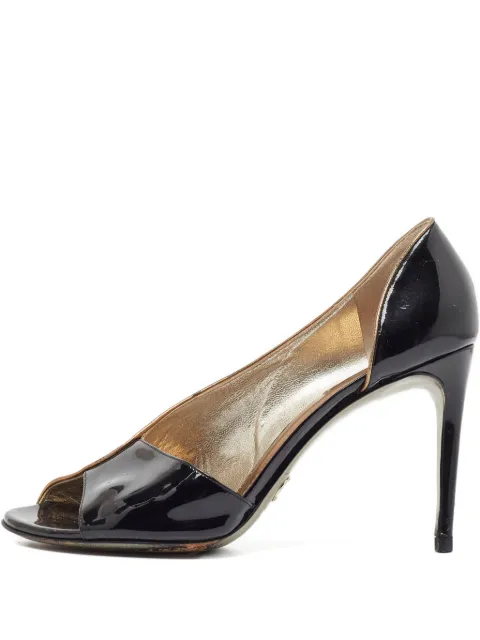 Dolce & Gabbana Pre-Owned 100mm patent leather peep toe pumps Black 1009978
