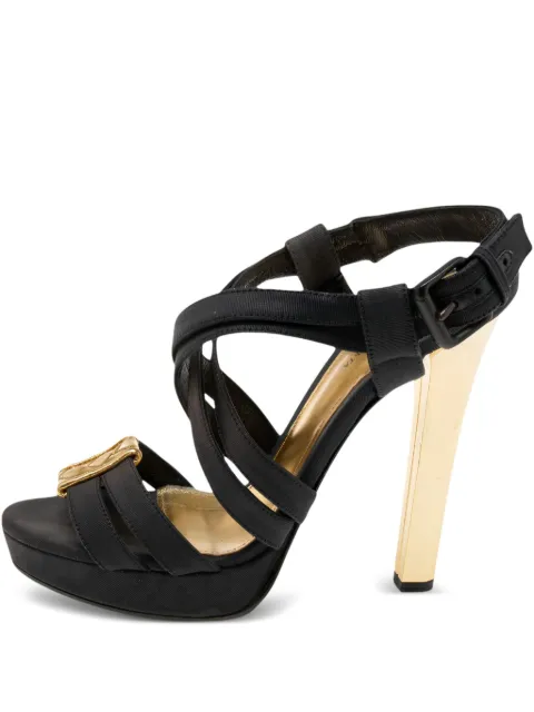 Bottega Veneta Pre-Owned 130mm platform cross-strap sandals Black 598795