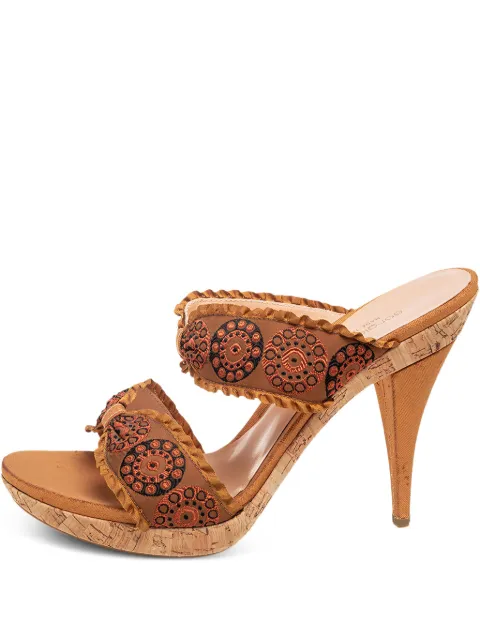 Sergio Rossi Vintage bow-detail embroidered sandals Brown 569432