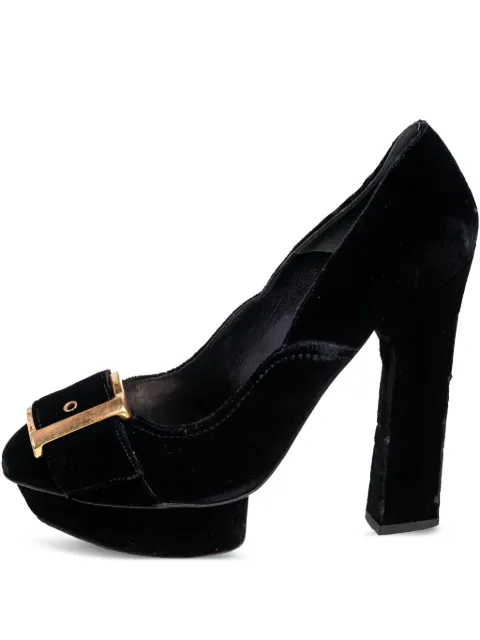 Alexander McQueen Pre-Owned platform buckle velvet pumps Black 475108