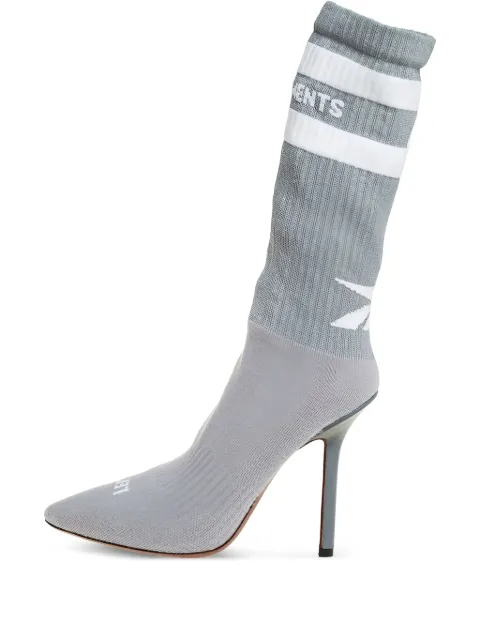 VETEMENTS Pre-owned 110mm pointed sock-style ankle boots Grey 459679