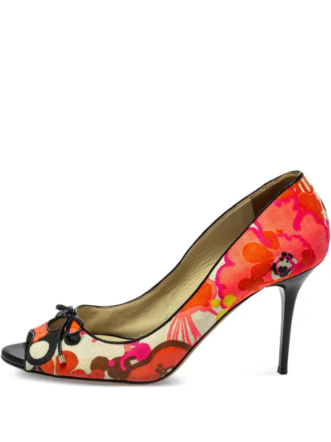 Jimmy Choo Pre-Owned 95mm floral-print leather pumps Neutrals 413868