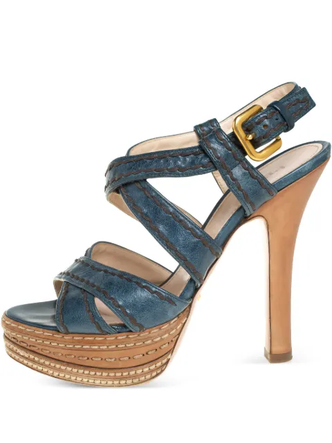 Prada Pre-Owned 120mm platform cross-strap sandals Black 405081