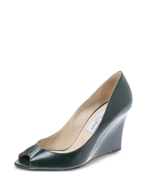 Jimmy Choo Pre-Owned 90mm Baxen leather wedge pumps Green 242199