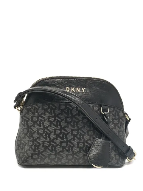 DKNY Vintage leather monogram crossbody bag Black 1044644