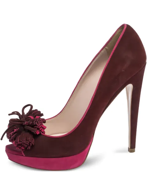 Miu Miu Pre-Owned 130mm tassel-detail platform pumps Red 294958