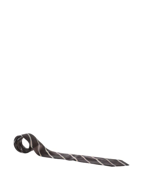 Ermenegildo Zegna Vintage diagonal-striped silk tie Brown 295699