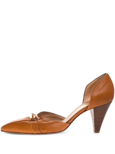 Casadei Vintage pre-owned 80mm Padlock leather pumps Brown 268300