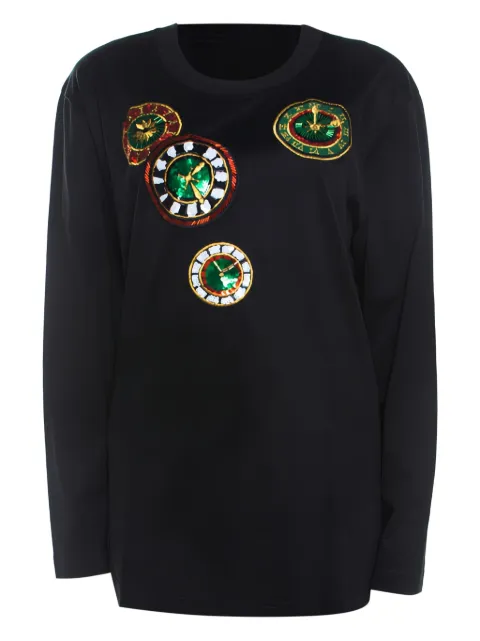Escada Pre-Owned clock-appliqué top Black 207264