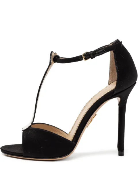 Charlotte Olympia pre-owned 105mm Monochrome Skeleton T-bar heeled sandals Black 204631