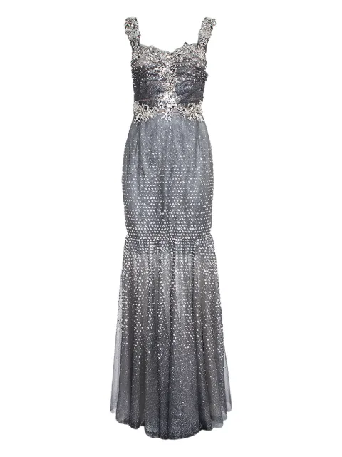 Dolce & Gabbana Pre-Owned crystal-embellishment floral-detail gown Grey 392746