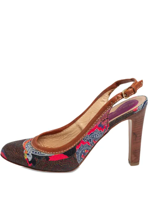Etro Pre-Owned paisley-print slingback pumps Brown 469543