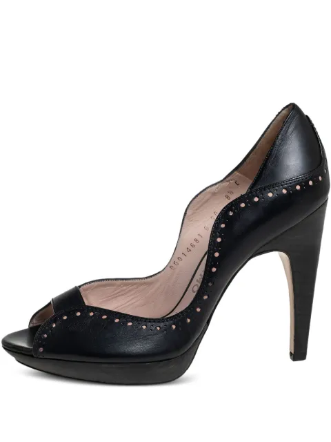 Ferragamo Pre-Owned 120mm peep-toe scalloped pumps Black 413777