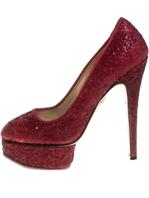 Charlotte Olympia 145mm pre-owned Priscilla pumps Red 387064