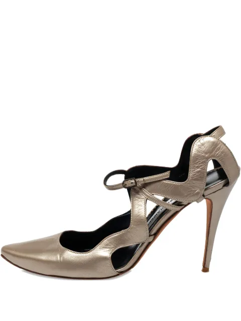 Manolo Blahnik cut-out metallic sandals Neutrals 341540