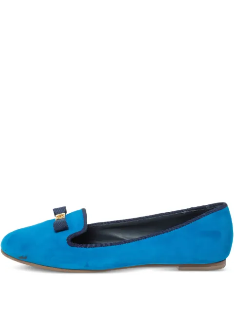 Tory Burch pre-owned bow-detail suede loafers Blue 335888