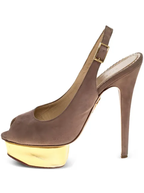 Charlotte Olympia pre-owned 150mm slingback pumps Neutrals 325102