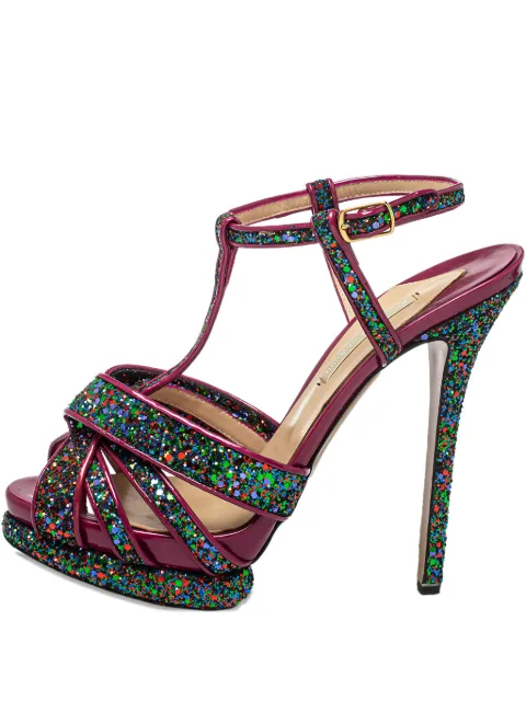 Nicholas Kirkwood pre-owned 135mm patent glitter platform sandals Blue 439725