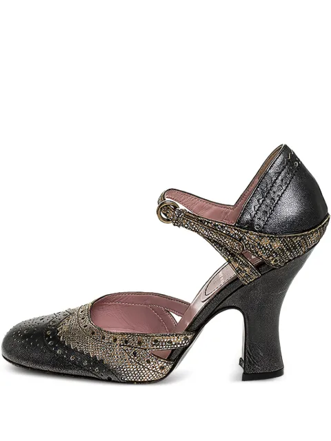 Miu Miu Pre-Owned brogue leather Mary Jane pumps Grey 252383