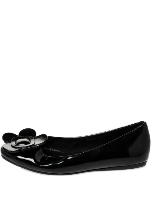 Roger Vivier Vintage pre-owned floral-appliqué ballet flats Black 310502