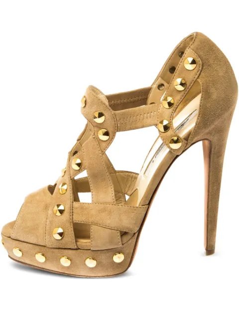 Brian Atwood 140mm cutout studded sandals Neutrals 221442