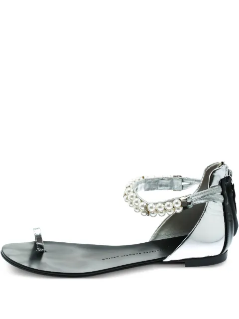Giuseppe Zanotti Vintage leather flat sandals Grey 178916