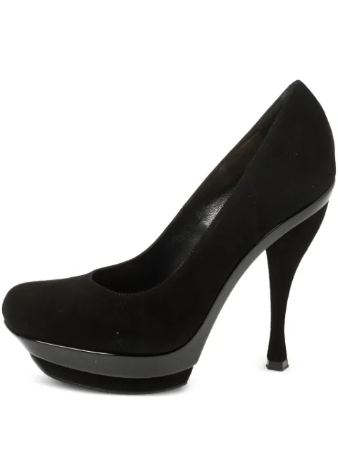 Saint Laurent Pre-Owned Arya suede platform pumps Black 369126