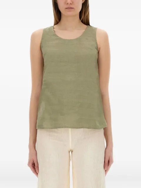 120% Lino round-neck linen top Green 32ALIW1PJD000B317000035