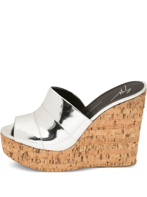Giuseppe Zanotti Vintage pre-owned 130mm cork-wedge sandals Silver 404301
