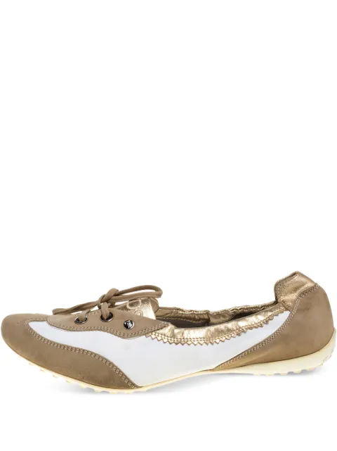 Tod's Vintage suede lace-up ballet flats Gold 352259