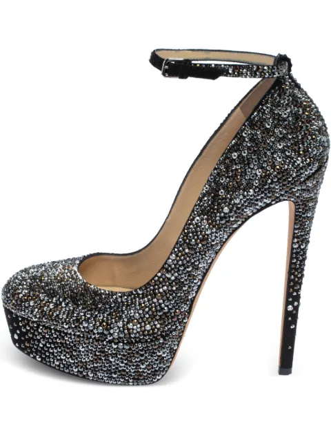 Jimmy Choo Pre-Owned 160mm Klerise crystal-embellished platform heels Black 411220