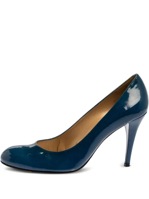 Stuart Weitzman 100mm leather heeled pumps Blue 349468