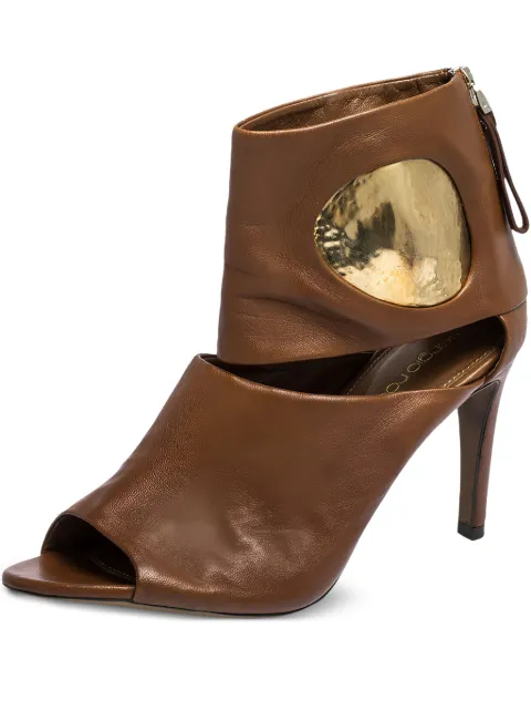 Sergio Rossi Vintage cut-out metal-detail booties Brown 310812