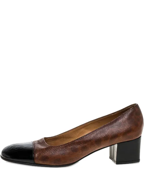 Casadei Vintage pre-owned 45mm embossed-leather block-heel pumps Brown 318813
