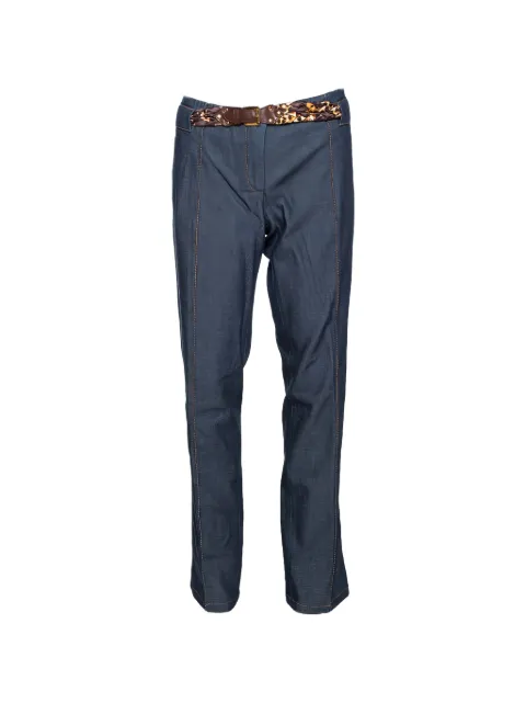 Roberto Cavalli Vintage leopard-print trim trousers Blue 289865