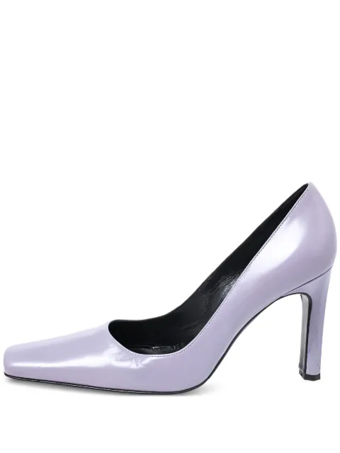 Casadei Vintage leather square-toe pumps Purple 258965
