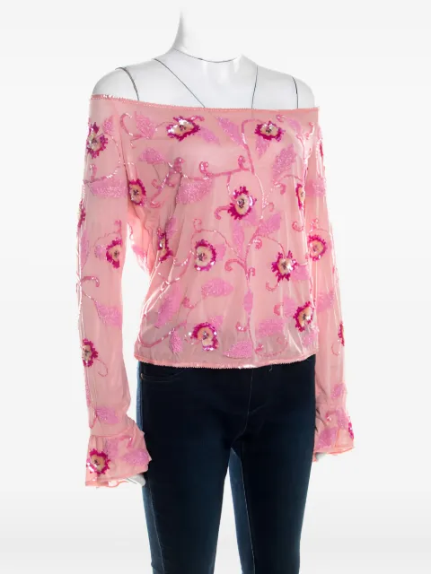 Escada Pre-Owned sequin-embellishment long-sleeves top Pink 201401